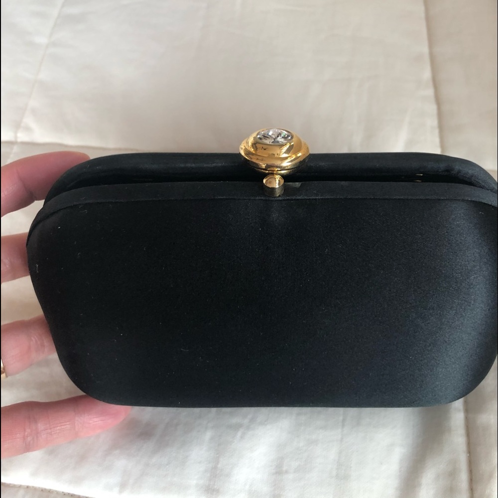 Silk black evening clutch bag